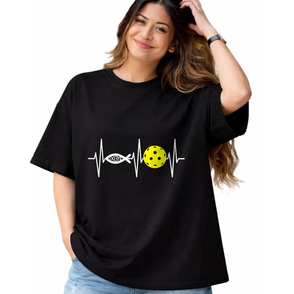 Funny Pickleball Shirt, Pickleball Lover Unisex T-Shirt/Hoodie/Sweatshirt HLT00 - Christian Shirt Pickleball Player Ichthys Jesus Fish Symbol T-Shirt