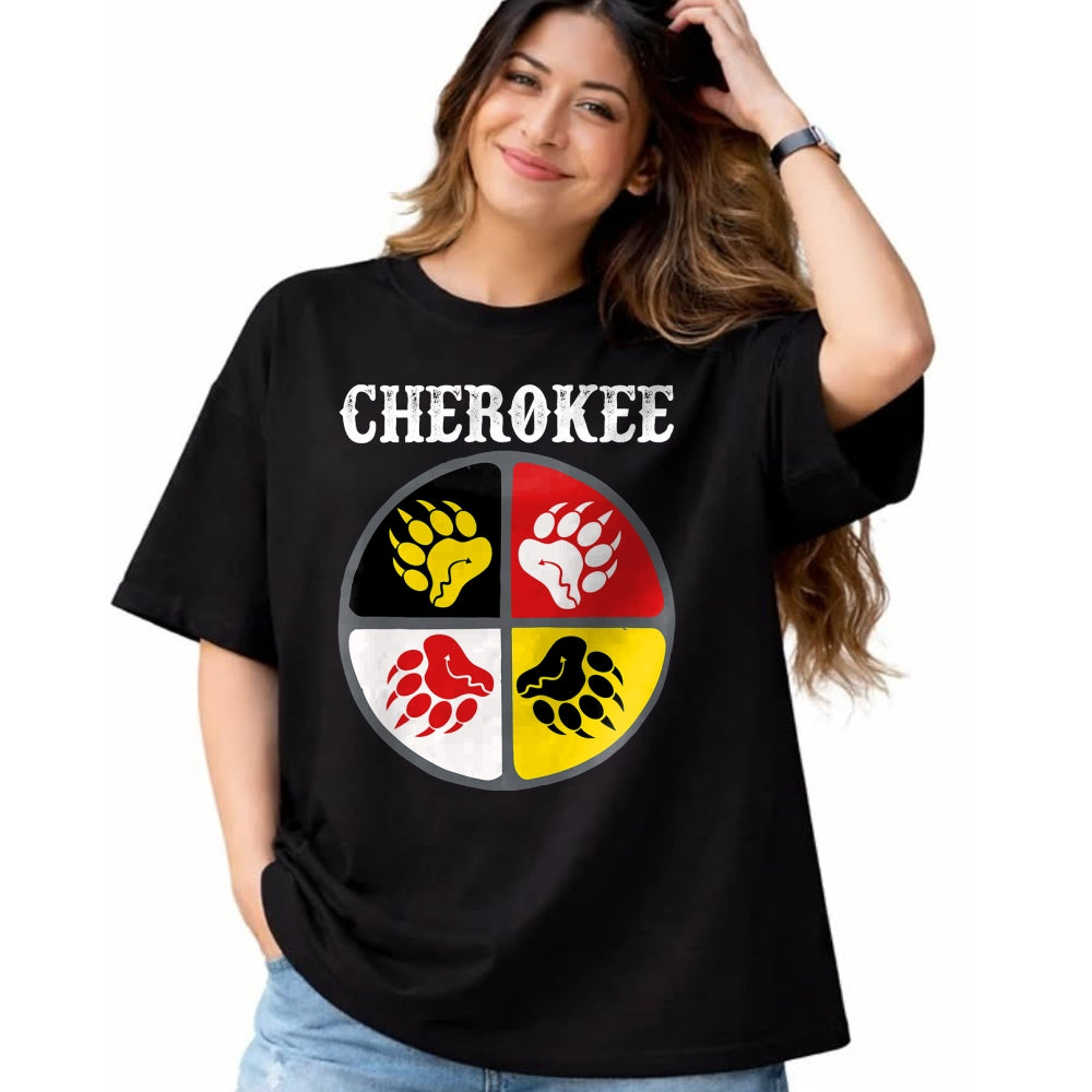 Native American T-Shirts, Vintage Native American Unisex T-Shirt/Hoodie/Sweatshirt HLT00 - Cherokee Tribe Native American Medicine Wheel