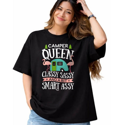 Funny Camping Shirt, Gift For Camping Lover Unisex T-Shirt/Hoodie/Sweatshirt HLT00 - Camper Queen Classy Sassy Smart Funny Women Girls Camping RV T-Shirt, Men, Black, 3X-Large