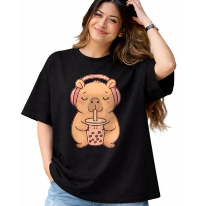 Cute Capybara Shirt, Funny Capybara Unisex T-Shirt/Hoodie/Sweatshirt HLT00 - Capybara Kawaii Girl T-Shirt