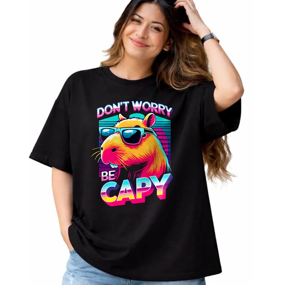 Cute Capybara Shirt, Funny Capybara Unisex T-Shirt/Hoodie/Sweatshirt HLT00 - Cool Retro Capybara Long Sleeve T-Shirt