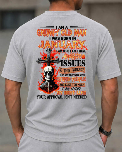 JANUARY - I AM A GRUMPY OLD MAN - BIRTHDAY CASUAL SUIT FOR MEN - DTSM01 (SKU2607-237-01)| Waffle casual suit M13
