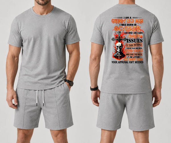 OCTOBER - I AM A GRUMPY OLD MAN - BIRTHDAY CASUAL SUIT FOR MEN - DTSM10 (SKU2607-237-10)| Waffle casual suit M13