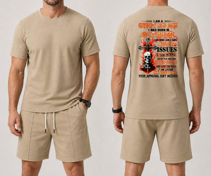 OCTOBER - I AM A GRUMPY OLD MAN - BIRTHDAY CASUAL SUIT FOR MEN - DTSM10 (SKU2607-237-10)| Waffle casual suit M13