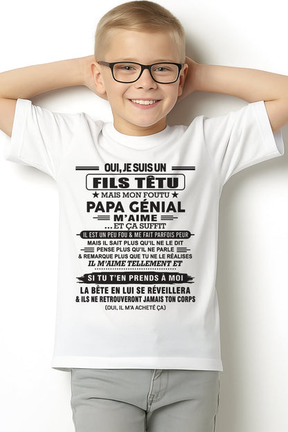 Oui, je suis un garçon têtu – T-shirt | Cadeau d’anniversaire de papa pour son fils - dtsm00 / fr00 (SKU12-260-00)