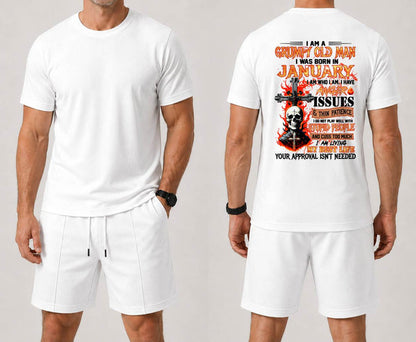 JANUARY - I AM A GRUMPY OLD MAN - BIRTHDAY CASUAL SUIT FOR MEN - DTSM01 (SKU2607-237-01)| Waffle casual suit M13
