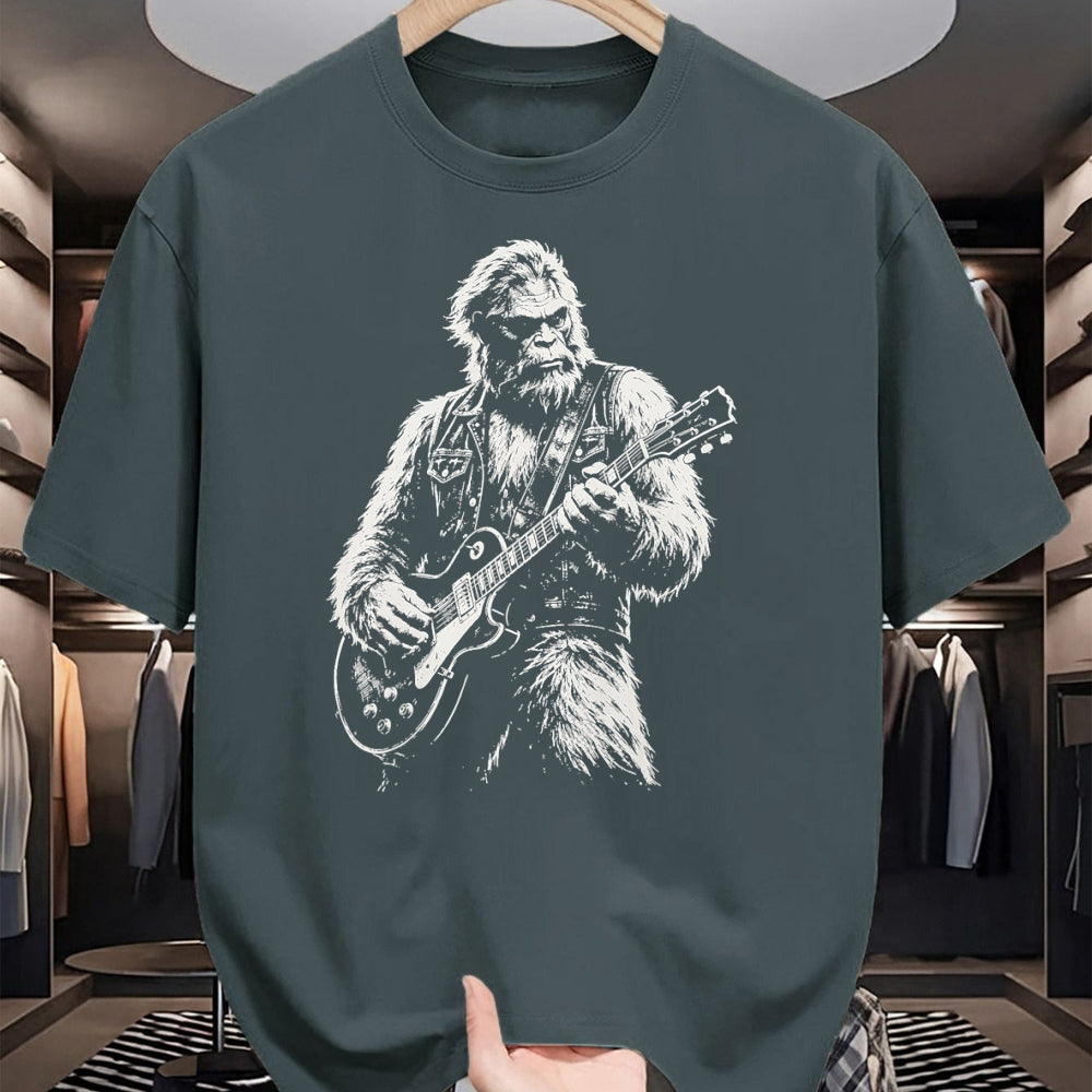 Guitar Lover Shirt, Funny Guitar UnisexT-Shirt/Hoodie/Sweatshirt HLT00 - Vintage Bigfoot Playing Guitar Funny Sasquatch Rock Music T-Shirt (1)