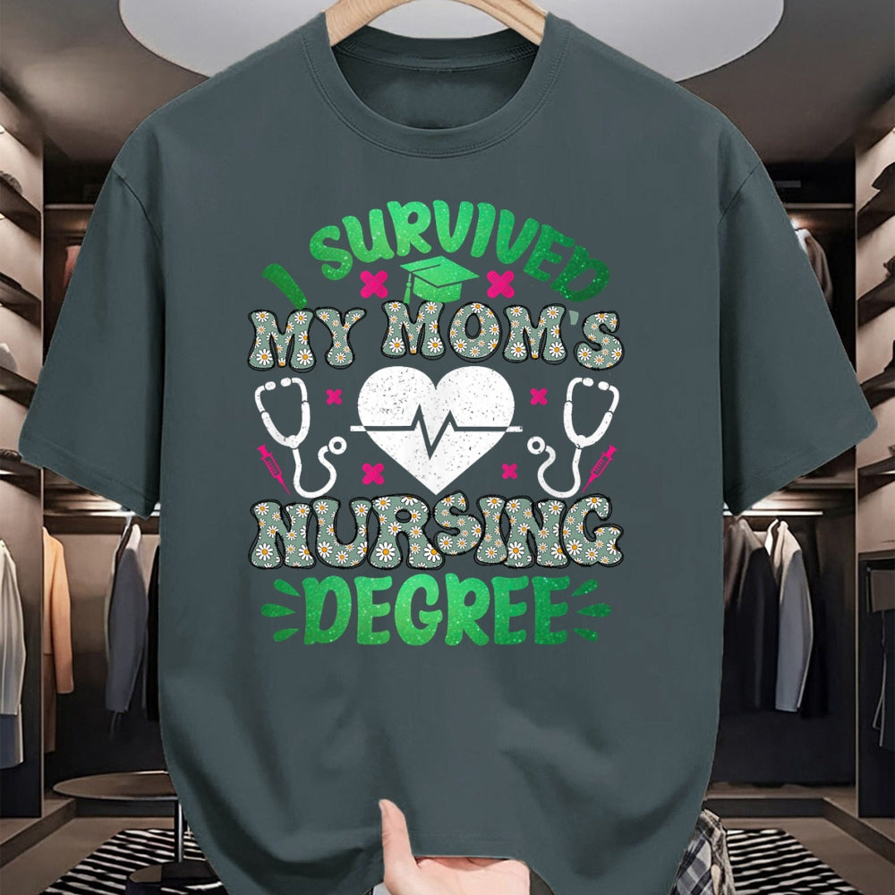 Funny Nurse Shirt, Nurse Unisex T-Shirt/Hoodie/Sweatshirt HLT00 - I Survived My Moms Nursing Degree Nursing Kids Graduation T-Shirt