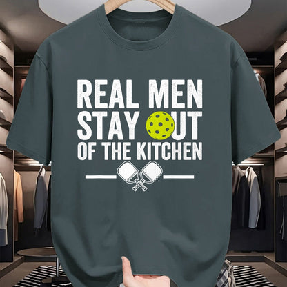 Funny Pickleball Shirt, Pickleball Lover Unisex T-Shirt/Hoodie/Sweatshirt HLT00 - Real Men Stay Out of The Kitchen Funny Pickleball Vintage T-Shirt