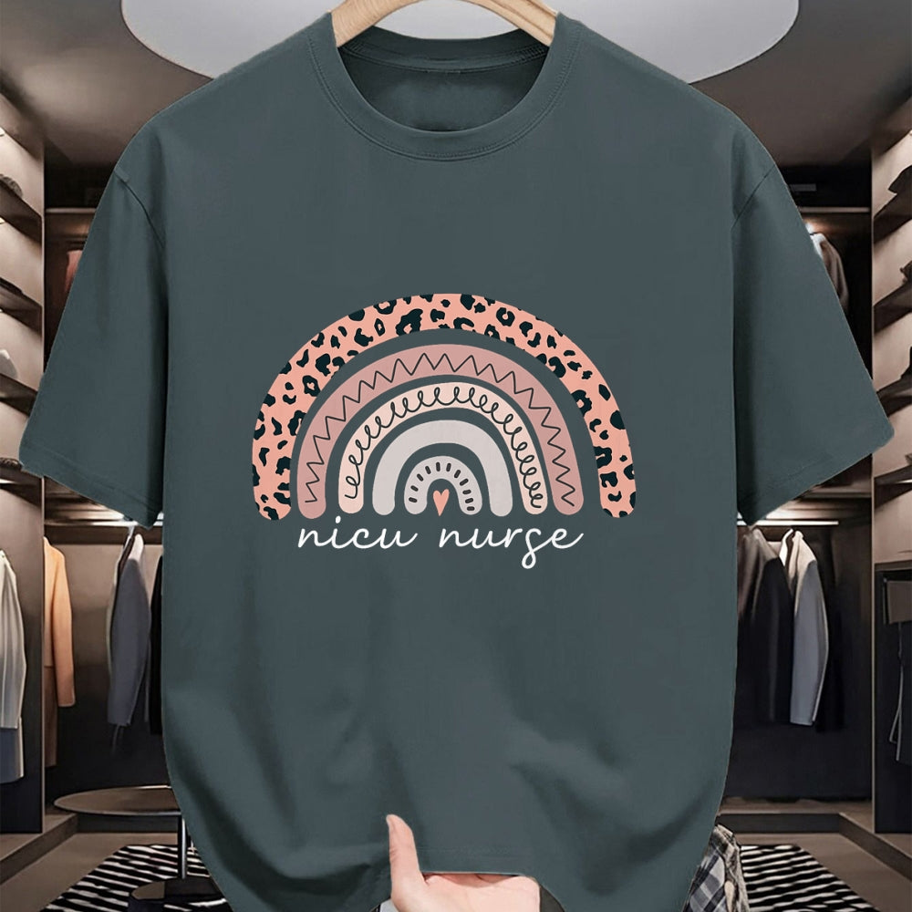 Funny Nurse Shirt, Nurse Unisex T-Shirt/Hoodie/Sweatshirt HLT00 - Nicu Nurse Neonatal Nurse Labor And Delivery Leopard Rainbow T-Shirt