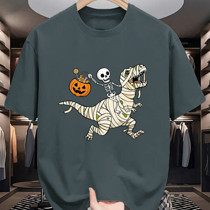 Best Dinosaur Lover Shirt, Funny Dinosaur UnisexT-Shirt/Hoodie/Sweatshirt HLT00 - Boys Halloween Skeleton Riding Dinosaur Mummy Trex Kids T-Shirt