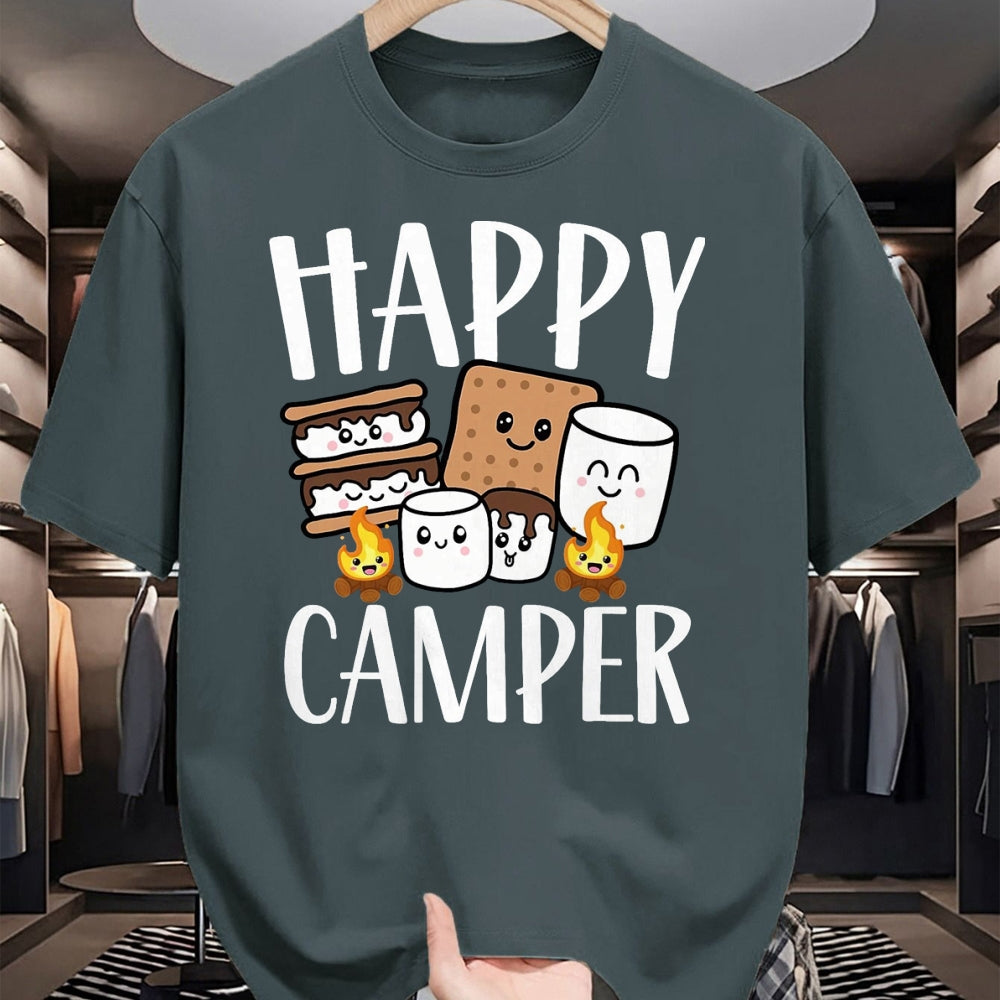 Funny Camping Shirt, Gift For Camping Lover Unisex T-Shirt/Hoodie/Sweatshirt HLT00 - Kawaii Smore Happy Camper Camping Crew Trip Campfire Squad T-Shirt, Men, Black, 3X-Large