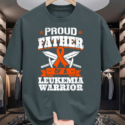 Gift for Dad Shirt, Funny Dad Unisex T-Shirt/Hoodie/Sweatshirt HLT00 – Proud Father Of A Leukemia Warrior Dad Awareness Ribbon T-Shirt