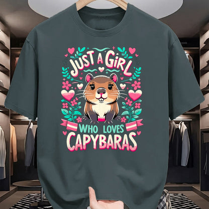 Cute Capybara Shirt, Funny Capybara Unisex T-Shirt/Hoodie/Sweatshirt HLT00 - Capybara Just a Girl who loves Capybaras T-Shirt