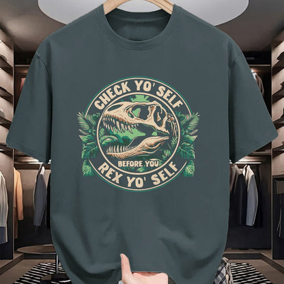 Best Dinosaur Lover Shirt, Funny Dinosaur UnisexT-Shirt/Hoodie/Sweatshirt HLT00 - T-Rex Dinosaur Check Yo_Self Before You Rex Yo Self T-Shirt