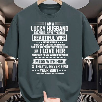 Best Wife Shirt, Wife and Husband Unisex T-Shirt/Hoodie/Sweatshirt HLT00 - Gift for wife T shirt, lucky wife   I am a lucky husband because i have the best beautiful wife Pull