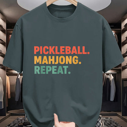 Funny Pickleball Shirt, Pickleball Lover Unisex T-Shirt/Hoodie/Sweatshirt HLT00 - Pickleball Mahjong Repeat Funny Sports Slogan Active Hobby T-Shirt, Women, Kelly Green, Large