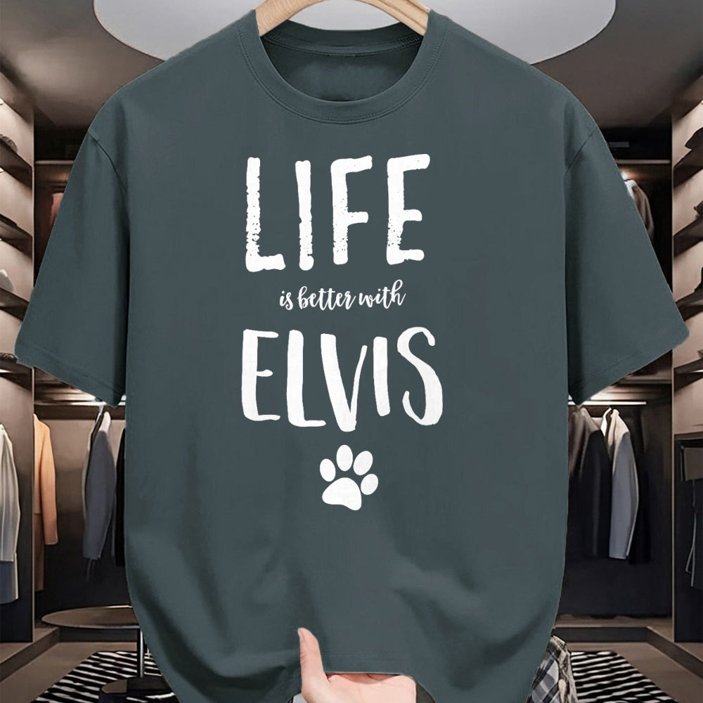 Cat Love Shirt, Funny Cat Lover Gift UnisexT-Shirt/Hoodie/Sweatshirt HLT00 - Life ist better with Elvis Dog Name T-Shirt Gift Shirt T-Shirt
