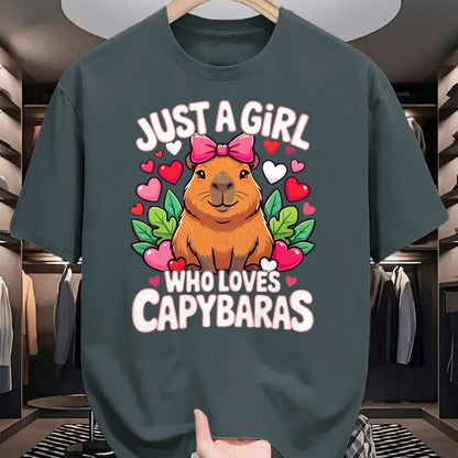 Cute Capybara Shirt, Funny Capybara Unisex T-Shirt/Hoodie/Sweatshirt HLT00 - Capybara Cute Just a Girl who Loves Capybaras T-Shirt (1)