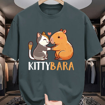Cat Love Shirt, Funny Cat Lover Gift UnisexT-Shirt/Hoodie/Sweatshirt HLT00 - Kittybara Love Capybara Cat Costume T-Shirt, Small, Black