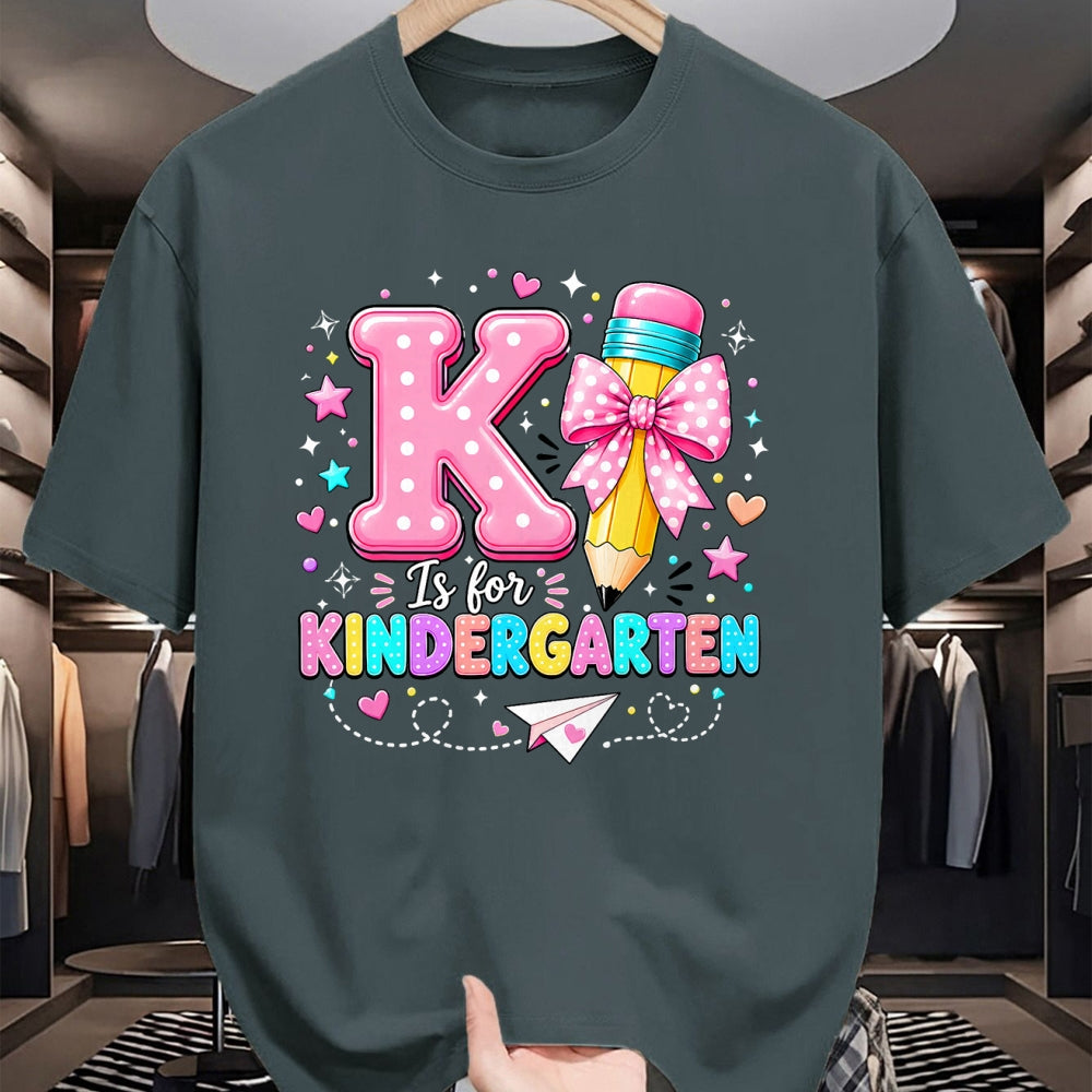 Best Student Shirt, Funny Back To School UnisexT-Shirt/Hoodie/Sweatshirt HLT00 - K is for Kindergarten Teacher Coquette Bow Back to School T-Shirt