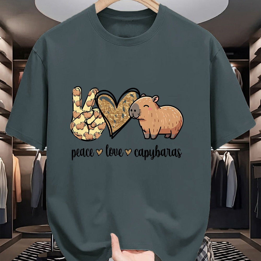 Cute Capybara Shirt, Funny Capybara Unisex T-Shirt/Hoodie/Sweatshirt HLT00 - Kawaii Kids Womens Girls Peace Love Meme Lover Capybara T-Shirt