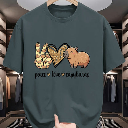 Cute Capybara Shirt, Funny Capybara Unisex T-Shirt/Hoodie/Sweatshirt HLT00 - Kawaii Kids Womens Girls Peace Love Meme Lover Capybara T-Shirt