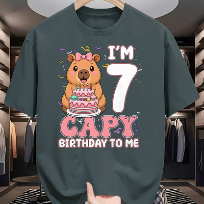 Cute Capybara Shirt, Funny Capybara UnisexT-Shirt/Hoodie/Sweatshirt HLT00 - 7 Years Old Capy Birthday to Me 7th Birthday Capybara Girl T-Shirt