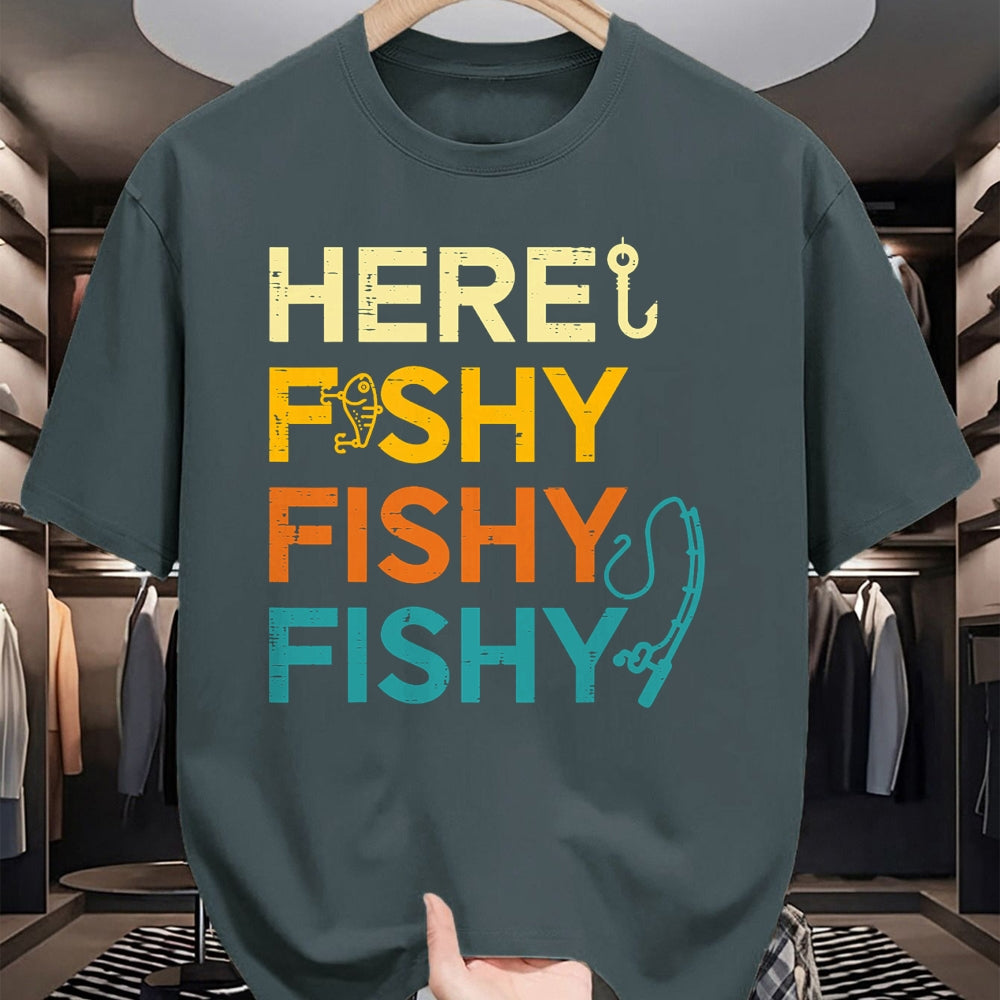 Funny Fishing Shirt, Gift For Fishing Lover Unisex T-Shirt/Hoodie/Sweatshirt HLT00 - Fishing Here Fishy Retro Fish Lover Fisherman Men Women Kids T-Shirt