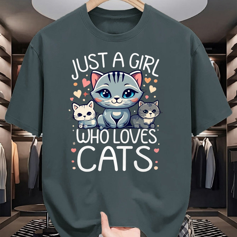 Cat Love Shirt, Funny Cat Lover Gift UnisexT-Shirt/Hoodie/Sweatshirt HLT00 - Just a Girl who Loves Cats Cute Cat Lover T-Shirt