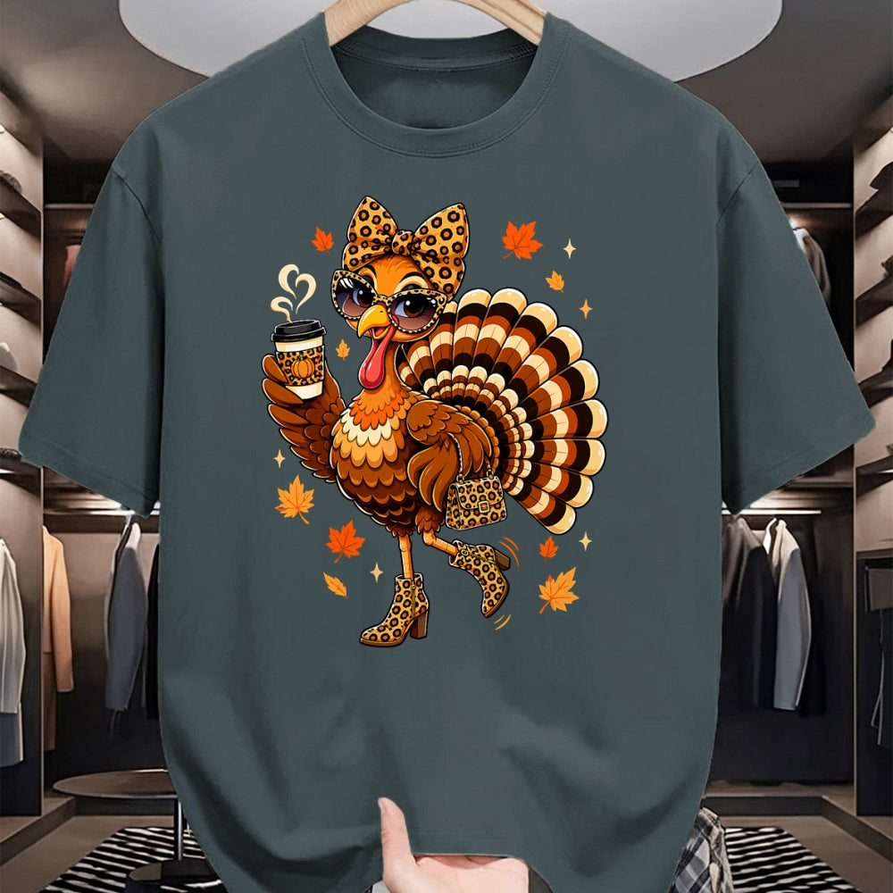 Best Thanksgiving Family Shirt , Funny Thanksgiving UnisexT-Shirt/Hoodie/Sweatshirt HLT00 - Leopard Turkey Drinking Coffee Women Thanksgiving Turkey Day T-Shirt