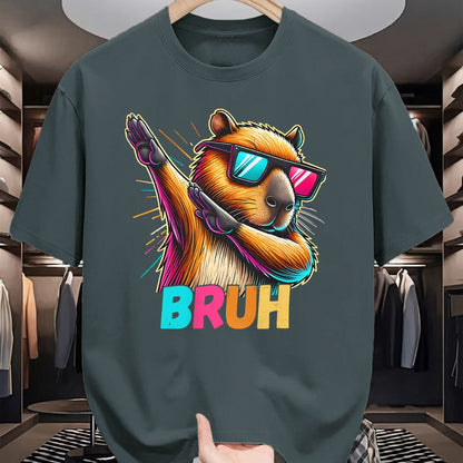 Cute Capybara Shirt, Funny Capybara Unisex T-Shirt/Hoodie/Sweatshirt HLT00 - Funny Dabbing Capy Bruh Teens Youth Kids Meme Rodent Lovers T-Shirt