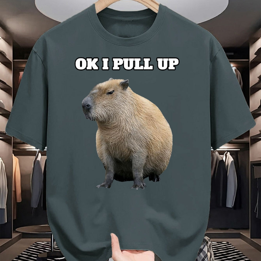 Cute Capybara Shirt, Funny Capybara Unisex T-Shirt/Hoodie/Sweatshirt HLT00 - Ok I Pull Up Capybara T-Shirt