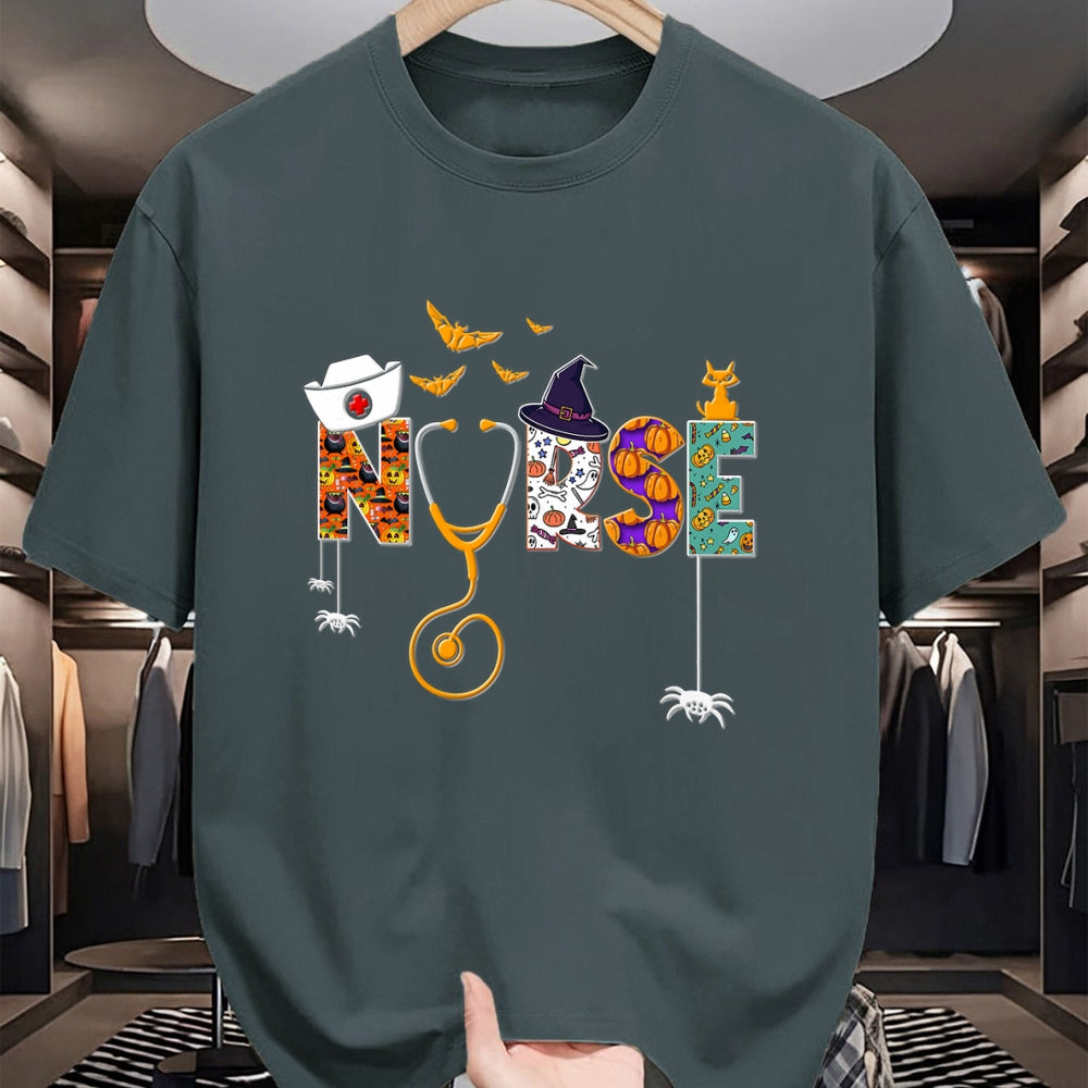 Funny Nurse Shirt, Nurse Unisex T-Shirt/Hoodie/Sweatshirt HLT00 - Halloween Nurse Nursing Cute Health Worker Halloween Pattern T-Shirt