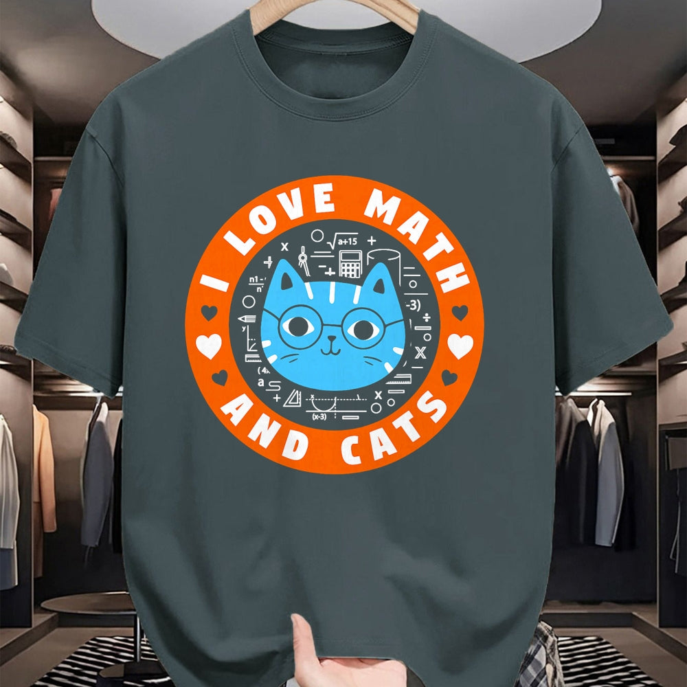 Cat Love Shirt, Funny Cat Lover Gift UnisexT-Shirt/Hoodie/Sweatshirt HLT00 - I Love Math and Cats Funny Cat Lover Math Teacher T-Shirt
