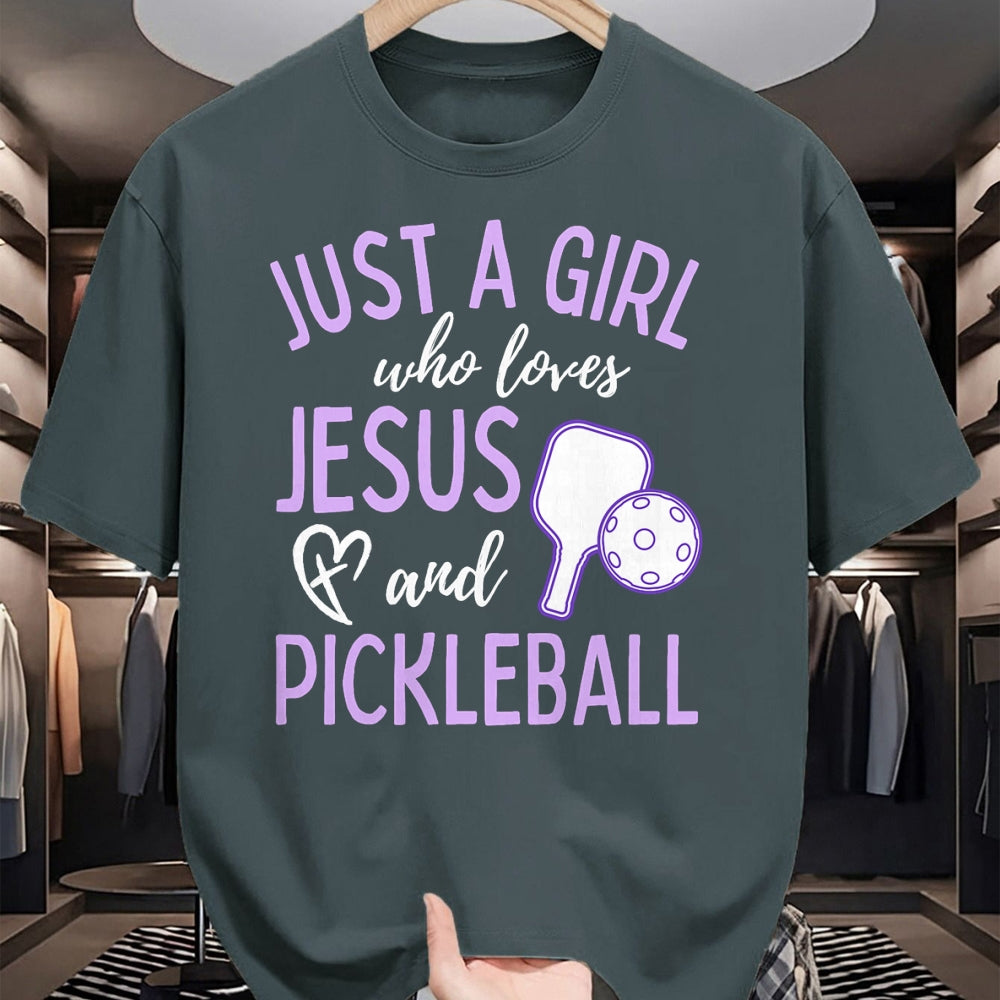 Funny Pickleball Shirt, Pickleball Lover Unisex T-Shirt/Hoodie/Sweatshirt HLT00 - Just A Girl Who Loves Jesus and Pickleball Christian Cute T-Shirt
