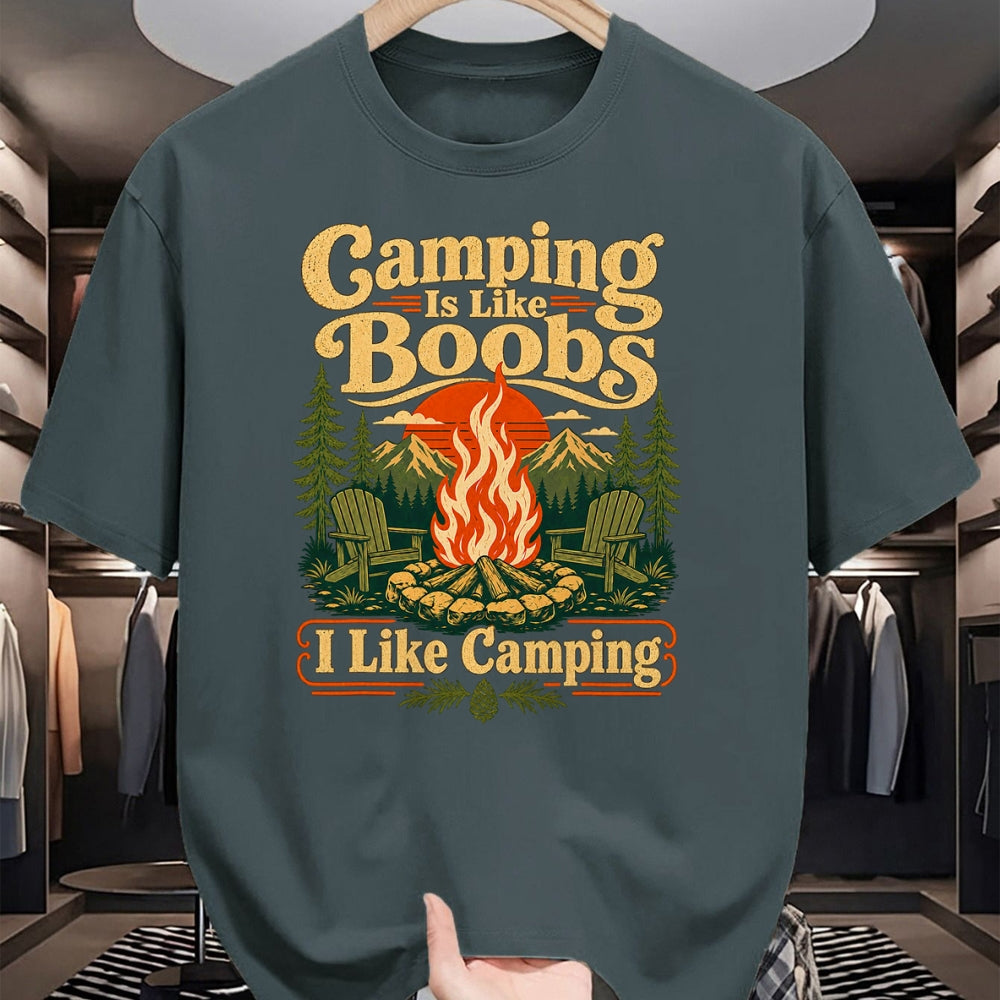 Funny Camping Shirt, Gift For Camping Lover Unisex T-Shirt/Hoodie/Sweatshirt HLT00 - Camping is Like Boobs Funny Campfire Camper Mens Womens T-Shirt