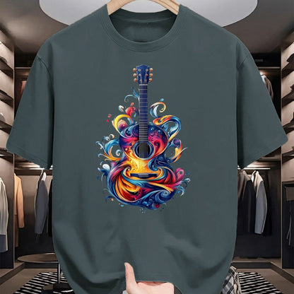 Guitar Lover Shirt, Funny Guitar UnisexT-Shirt/Hoodie/Sweatshirt HLT00 - Watercolor Guitar Instrument with Splash Guitar T-Shirt, Men, Black, 3X-Large
