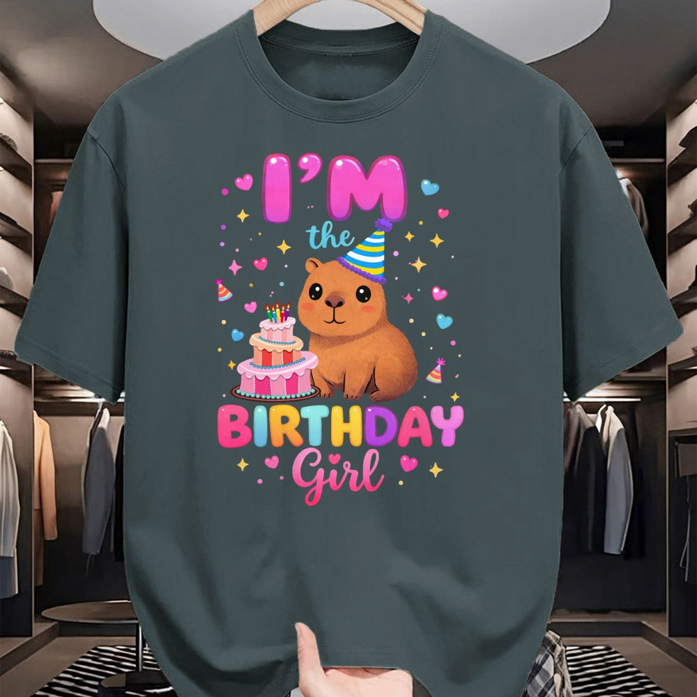 Cute Capybara Shirt, Funny Capybara Unisex T-Shirt/Hoodie/Sweatshirt HLT00 - Capybara I_m The Birthday Girl Cute Capybara Birthday Party T-Shirt