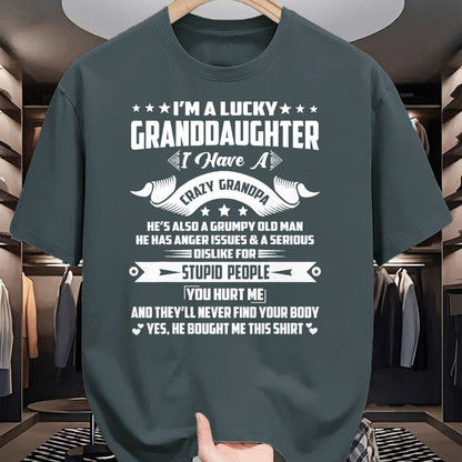 Best Grandpa Shirt, Proud Grandpa Unisex T-Shirt/Hoodie/Sweatshirt HLT00 - I'm A Lucky Granddaughter I Have A Grandpa Funny Family T-Shirt (1)