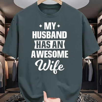 Best Wife Shirt, Wife and Husband Unisex T-Shirt/Hoodie/Sweatshirt HLT00 - My Husband Has An Awesome Wife Funny T-Shirt (1)