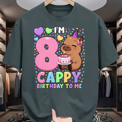 Cute Capybara Shirt, Funny Capybara UnisexT-Shirt/Hoodie/Sweatshirt HLT00 - Capybara Birthday Shirt 8 Kawaii Girl Capybara 8th Birthday T-Shirt