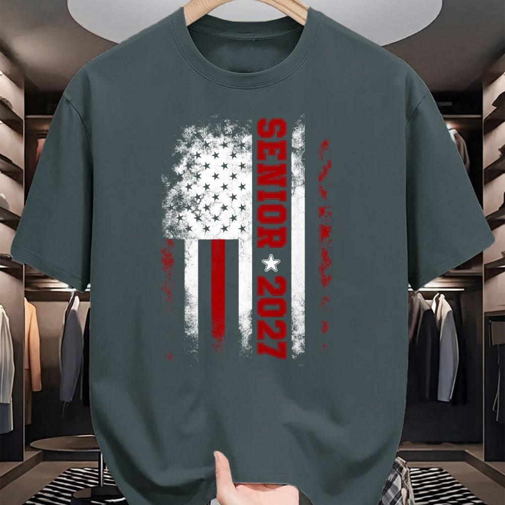 Best Student Shirt, Funny Back To School UnisexT-Shirt/Hoodie/Sweatshirt HLT00 - Senior Class of 2027 Back to High School American USA Flag T-Shirt