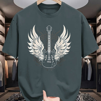Guitar Lover Shirt, Funny Guitar UnisexT-Shirt/Hoodie/Sweatshirt HLT00 - Guitar Wings Vintage Retro 80s Rock & Roll Music T-Shirt, Women, Black, Medium