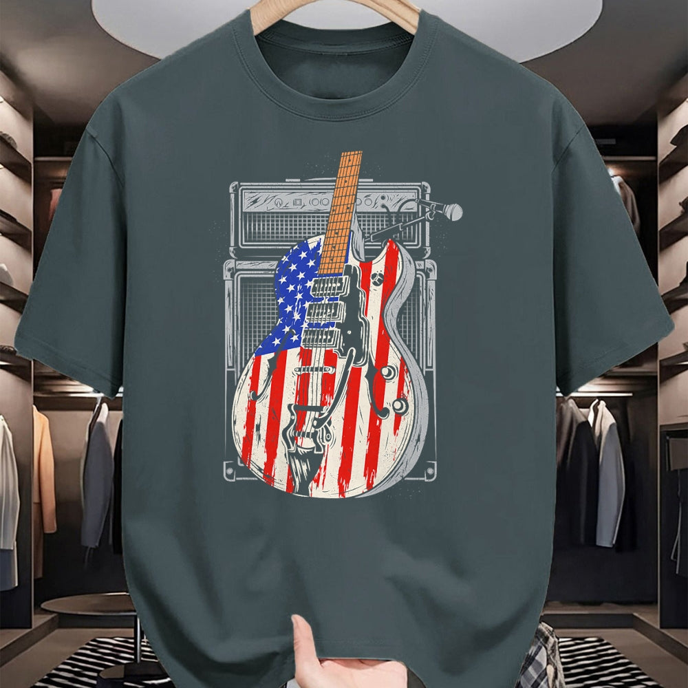 Guitar Lover Shirt, Funny Guitar UnisexT-Shirt/Hoodie/Sweatshirt HLT00 - American Flag Guitar 4th of July Guitarist USA Country Music T-Shirt