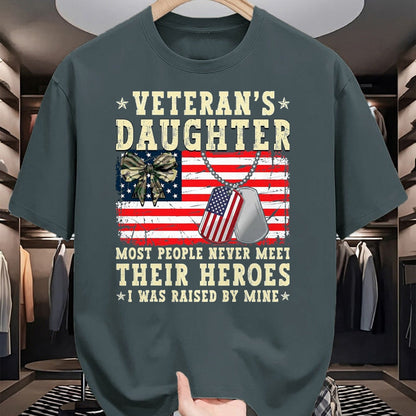 Proud Veteran Shirt, Funny Veteran UnisexT-Shirt/Hoodie/Sweatshirt HLT00 - Veteran_s Daughter Most People Never Meet Their Heroes USA T-Shirt, Men, Black, 3X-Large
