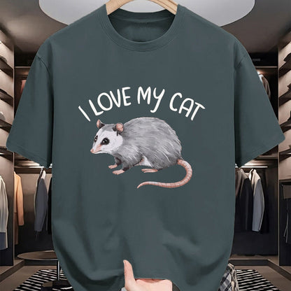 Cat Love Shirt, Funny Cat Lover Gift UnisexT-Shirt/Hoodie/Sweatshirt HLT00 - I Love My Cat Opossum T-Shirt, Men, Black, X-Large