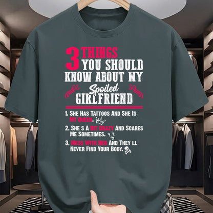 Best Wife Shirt, Wife and Husband Unisex T-Shirt/Hoodie/Sweatshirt HLT00 - 3 Things You Should Know About My Spoiled Girlfriend - Gift T-Shirt