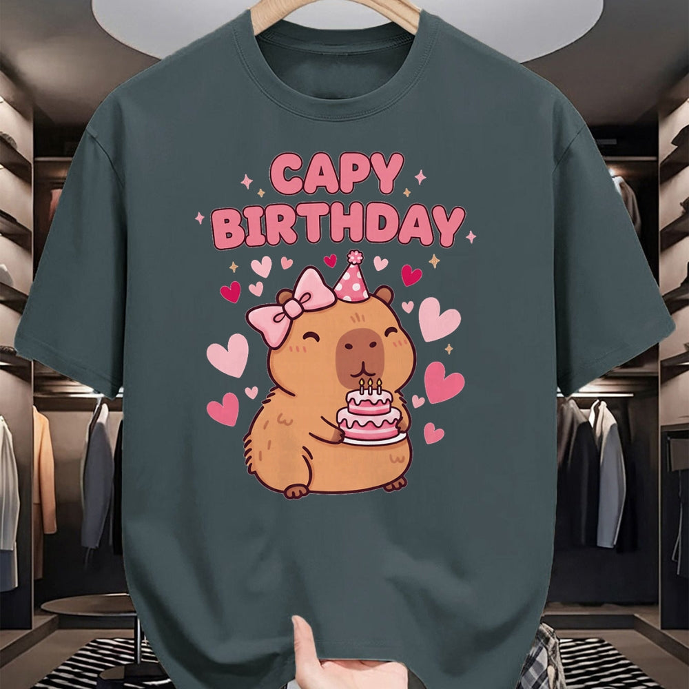 Cute Capybara Shirt, Funny Capybara UnisexT-Shirt/Hoodie/Sweatshirt HLT00 - Capybara Birthday Girl Cute Capybara Animal Lovers Bow Party T-Shirt