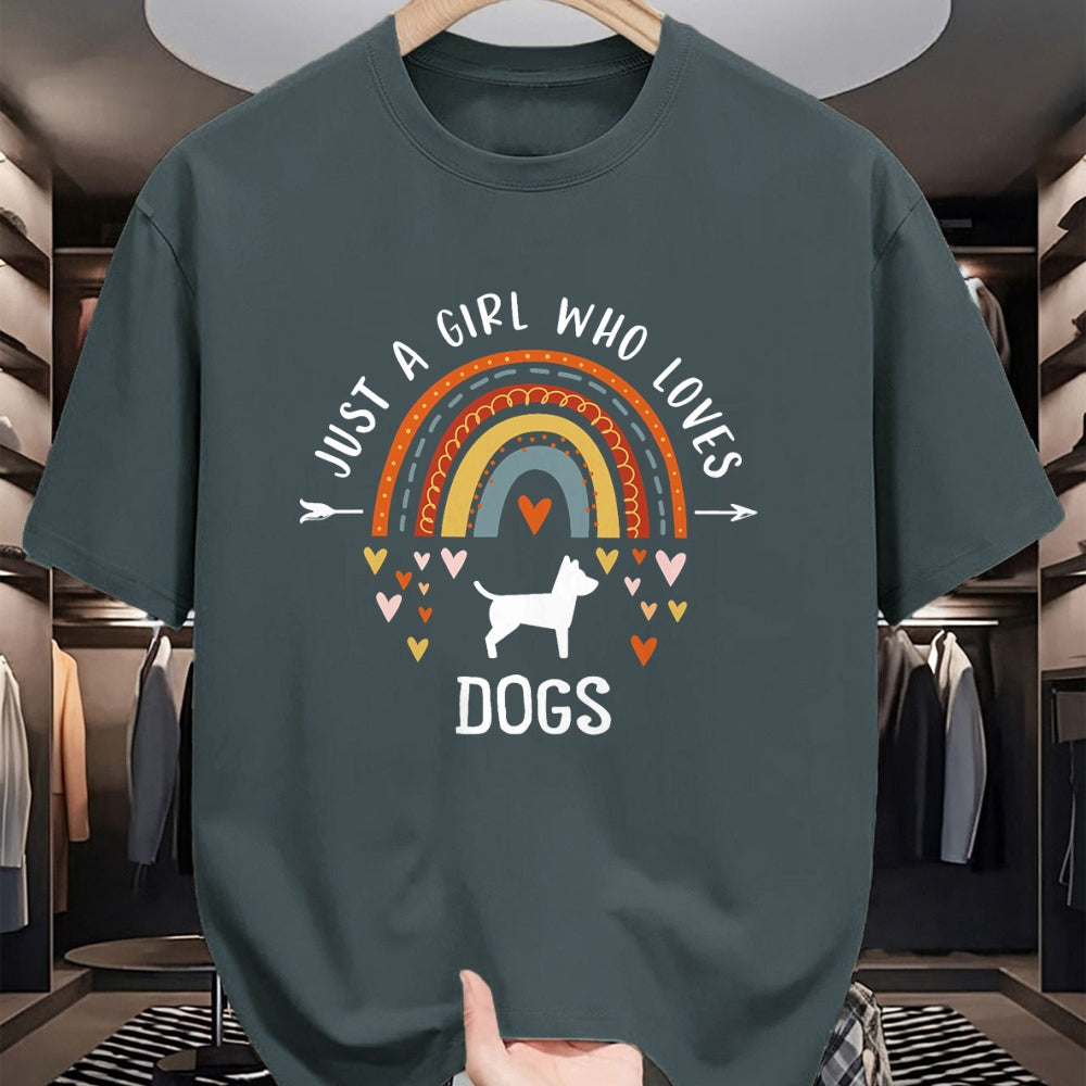 Dog Love Shirt, Dog Lover Gift T-Shirt/Hoodie/Sweatshirt HLT00 - Just A Girl Who Loves Dogs Rainbow Gifts For Dog Lover Women T-Shirt (1)